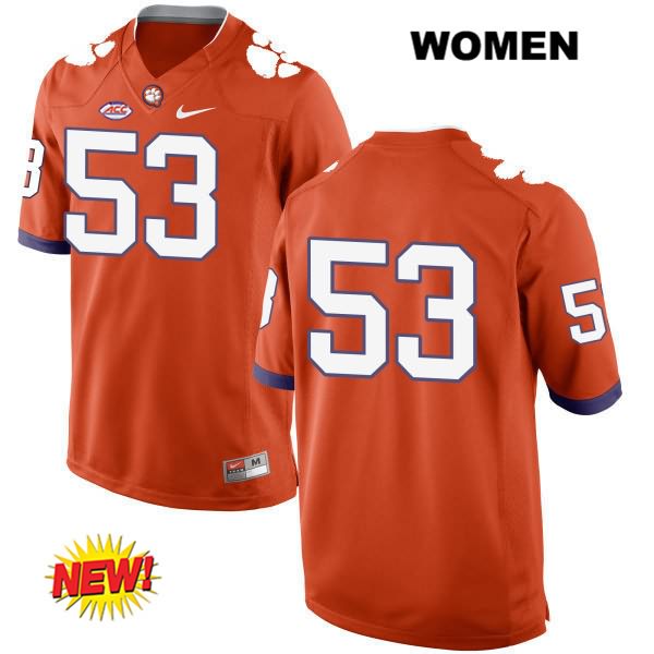 Women's Clemson Tigers #53 Regan Upshaw Stitched Orange New Style Authentic Nike No Name NCAA College Football Jersey BFI6646AP